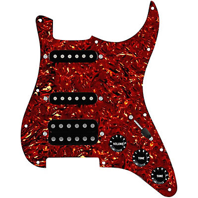 920d Custom HSS Loaded Pickguard for Strat With Uncovered Smoothie Humbucker, Black Texas Vintage Pickups and Black Knobs