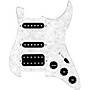 920d Custom HSS Loaded Pickguard for Strat With Uncovered Smoothie Humbucker, Black Texas Vintage Pickups and Black Knobs White Pearl