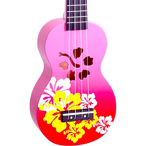 Mahalo Habiscus Flower Soprano Ukulele Red