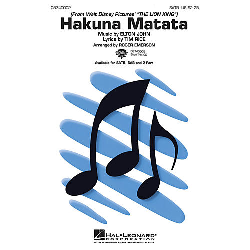 Hal Leonard Hakuna Matata (from The Lion King) 2-Part Arranged by Roger Emerson