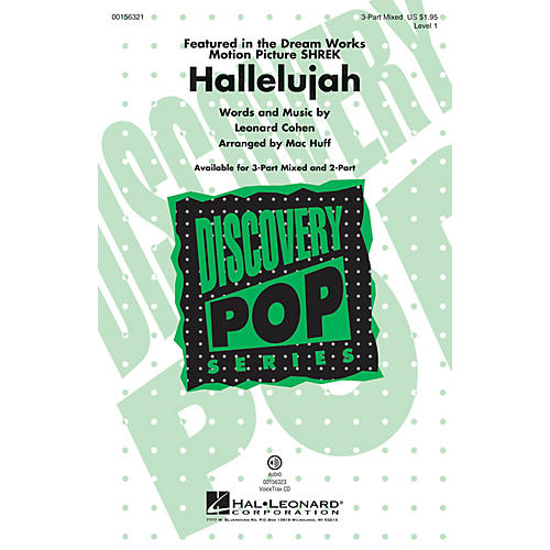 Hal Leonard Hallelujah (Discovery Level 1) 3-Part Mixed arranged by Mac Huff