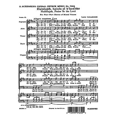 G. Schirmer Hallelujah Praise Ye the Lord (English & Hebrew) SATB composed by Louis Lewandowski