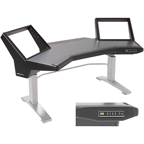 Halo Height Adjustable Desk, w/Black EPs, Silver Legs