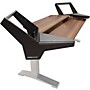 Argosy Halo K88 Desk with Black End Panels, Mahogany Surface, and Silver Legs
