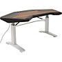 Argosy Halo Keyboard Desk With Black End Panels, Mahogany Top, Silver Legs