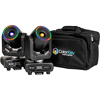 ColorKey Halo Spot 100 100W LED Moving Head Compact Spot with Halo 2-Pack Bundle with Carrying Bag
