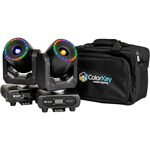 ColorKey Halo Spot 100 100W LED Moving Head Compact Spot with Halo 2-Pack Bundle with Carrying Bag