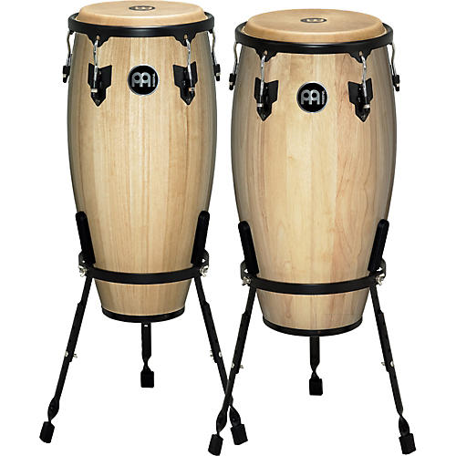 MEINL Headliner Series 11 and 12 Inch Wood Conga Set with Basket Stands Natural