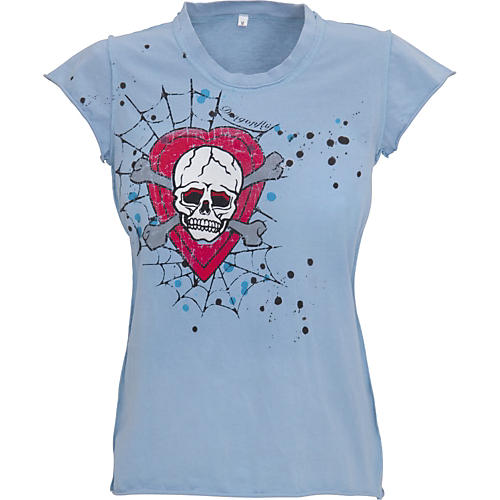 Heart and Skull Felt Applique Babydoll T-Shirt