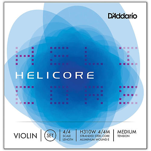 D'Addario Helicore Violin Set Strings 4/4 Size Medium Wound E