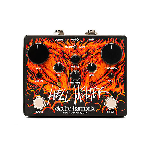 Electro-Harmonix Hell Melter Distortion Effects Pedal Condition 1 - Mint Black and Orange