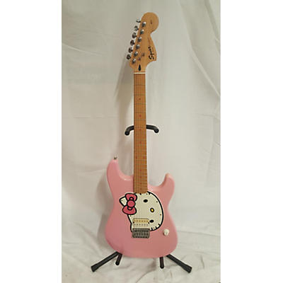 Squier Hello Kitty Stratocaster Single Hum Pink With Kitty Pickguard Solid Body Electric Guitar