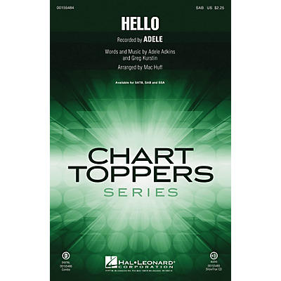 Hal Leonard Hello SAB by Adele arranged by Mac Huff
