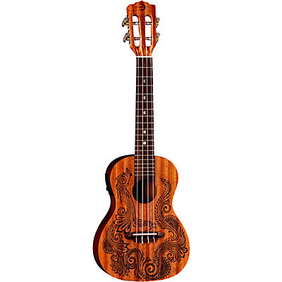 Luna Guitars Henna Dragon Mahogany Concert Acoustic-Electric Ukulele