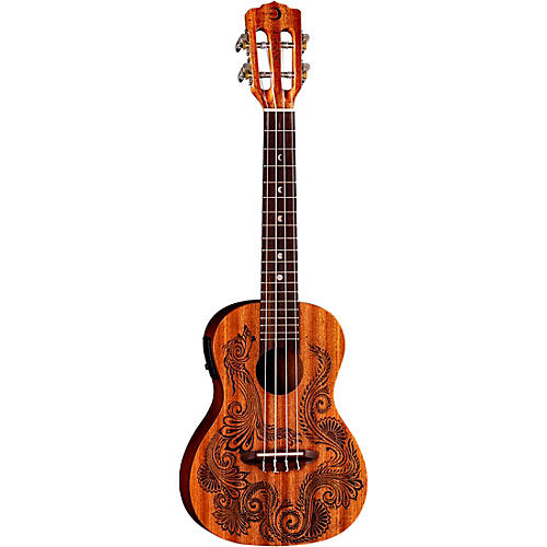 Luna Guitars Henna Dragon Mahogany Concert Acoustic-Electric Ukulele Mahogany