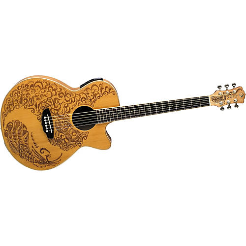 Henna Paradise Cedar Folk Style Cutaway Acoustic Electric Guitar