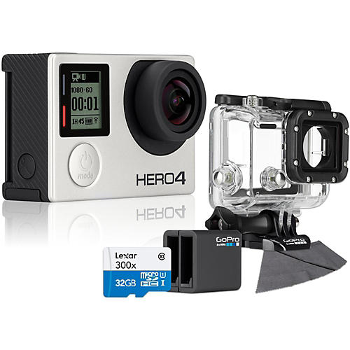 Hero4 Silver - Standard with 32GB SD Card, Dive Housing and Charger Bundle
