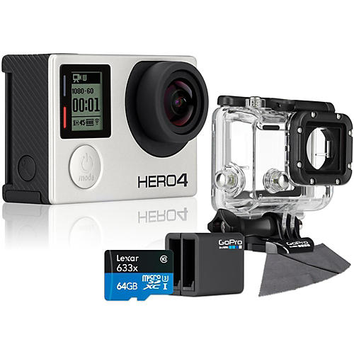 Hero4 Silver - Standard with 64GB SD Card, Dive Housing and Charger Bundle