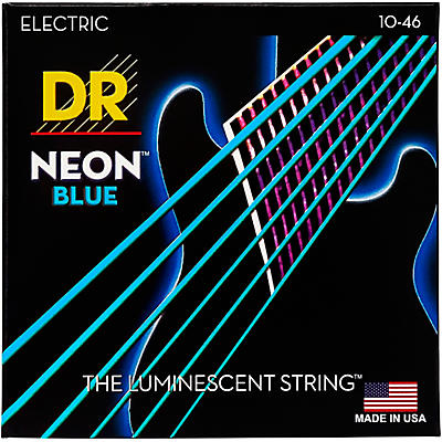 DR Strings Hi-Def NEON Blue Coated Medium (10-46) Electric Guitar Strings