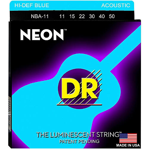Hi-Def NEON Blue Coated Medium-Lite Acoustic Guitar Strings (11-50)
