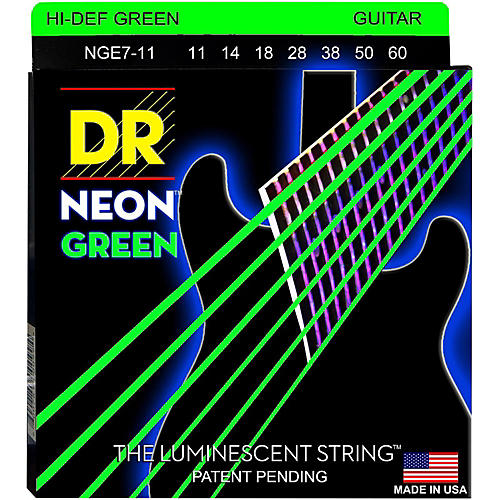 Hi-Def NEON Green Coated Heavy 7-String Electric Guitar Strings (11-60)
