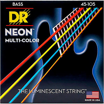 DR Strings Hi-Def NEON Multi-Color Coated Medium 4-String Bass Strings