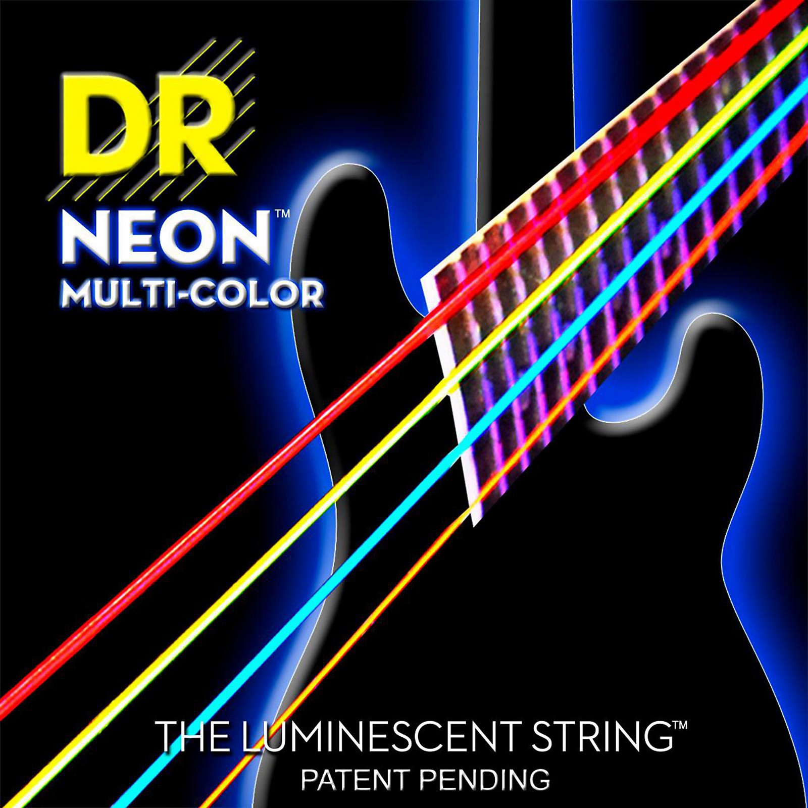 DR Strings HiDef NEON MultiColor Coated Medium 6String Bass Strings