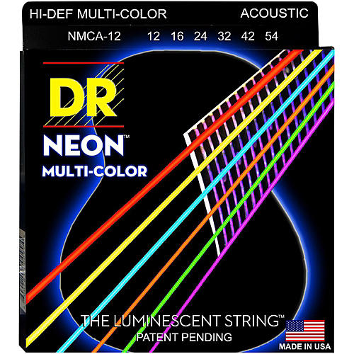 Hi-Def NEON Multi-Color Coated Medium Acoustic Guitar Strings