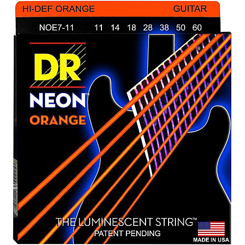 Hi-Def NEON Orange Coated Heavy 7-String Electric Guitar Strings (11-60)