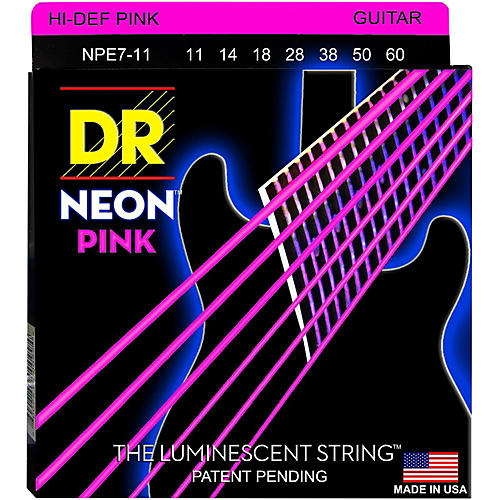 Hi-Def NEON Pink Coated Heavy 7-String Electric Guitar Strings (11-60)