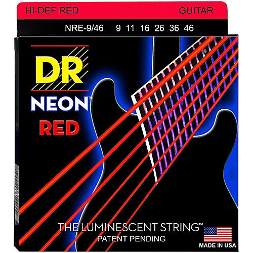 Hi-Def NEON Red Coated Lite-Heavy (9-46) Electric Guitar Strings
