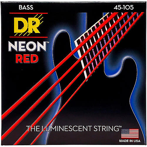 DR Strings Hi-Def NEON Red Coated Medium 4-String (45-105) Bass Guitar Strings