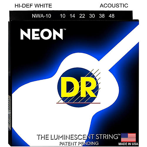 Hi-Def NEON White Coated Acoustic Guitar Strings Lite (10-48)