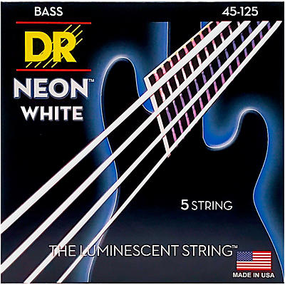 DR Strings Hi-Def NEON White Coated Medium 5-String Bass Strings