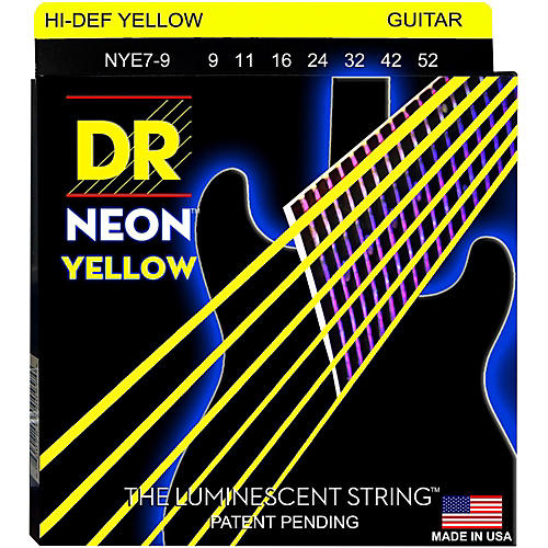 Hi-Def NEON Yellow Coated Lite 7-String Electric Guitar Strings (9-52)