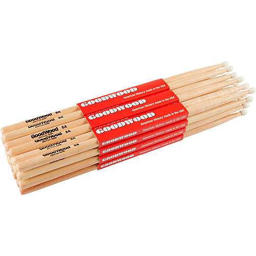 Goodwood Hickory Drum Sticks 12-Pack 5A Nylon