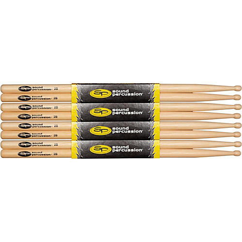 Sound Percussion Labs Hickory Drum Sticks 4-Pack 2B Wood