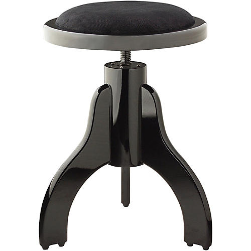 Highgloss black piano stool with black velvet covering
