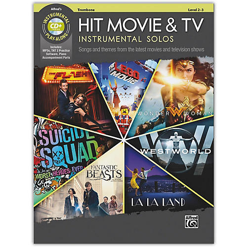 Alfred Hit Movie & TV Instrumental Solos Trombone Book & CD Level 2-3