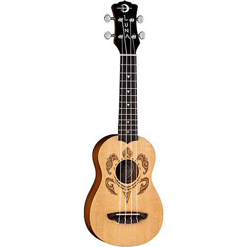 Luna Honu Turtle Spruce Soprano Ukulele Satin Natural