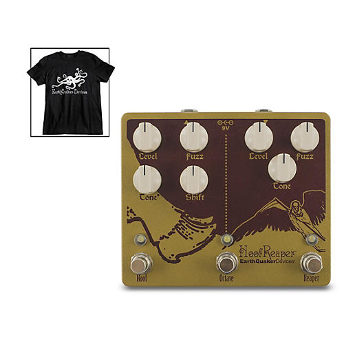 Hoof Reaper V2 Effects Pedal and Octoskull T-Shirt Large Black