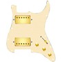 920D Custom Hot and Heavy HH Loaded Pickguard for Strat With Gold Roughneck Humbuckers and S3W-HH Wiring Harness Aged White