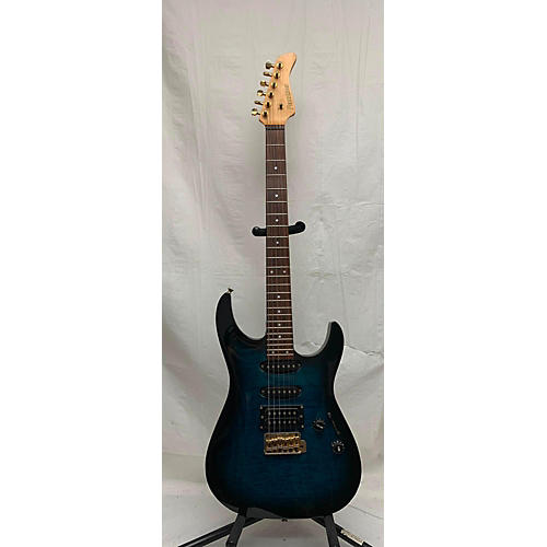 Fernandes Hss Flame Top Solid Body Electric Guitar blue flame