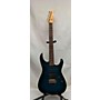 Used Fernandes Hss Flame Top Solid Body Electric Guitar blue flame