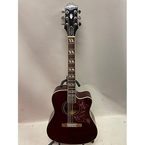 Epiphone Hummingbird Pro Ec Acoustic Electric Guitar Wine Red