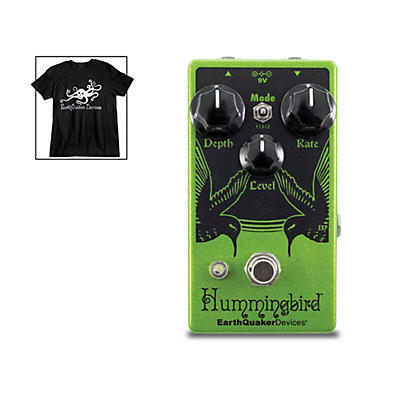 Earthquaker Devices Hummingbird V4 Tremolo Effects Pedal and Octoskull T-Shirt Large Black