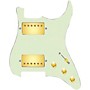 920d Custom Hushed And Humble HH Loaded Pickguard for Strat With Gold Smoothie Humbuckers and S3W-HH Wiring Harness Mint Green