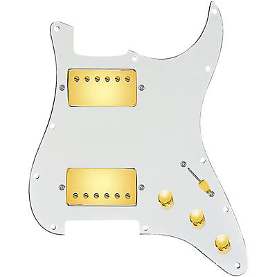 920d Custom Hushed And Humble HH Loaded Pickguard for Strat With Gold Smoothie Humbuckers and S3W-HH Wiring Harness