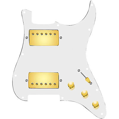 920d Custom Hushed And Humble HH Loaded Pickguard for Strat With Gold Smoothie Humbuckers and S3W-HH Wiring Harness