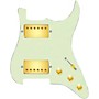 920d Custom Hushed And Humble HH Loaded Pickguard for Strat With Gold Smoothie Humbuckers and S5W-HH Wiring Harness Mint Green